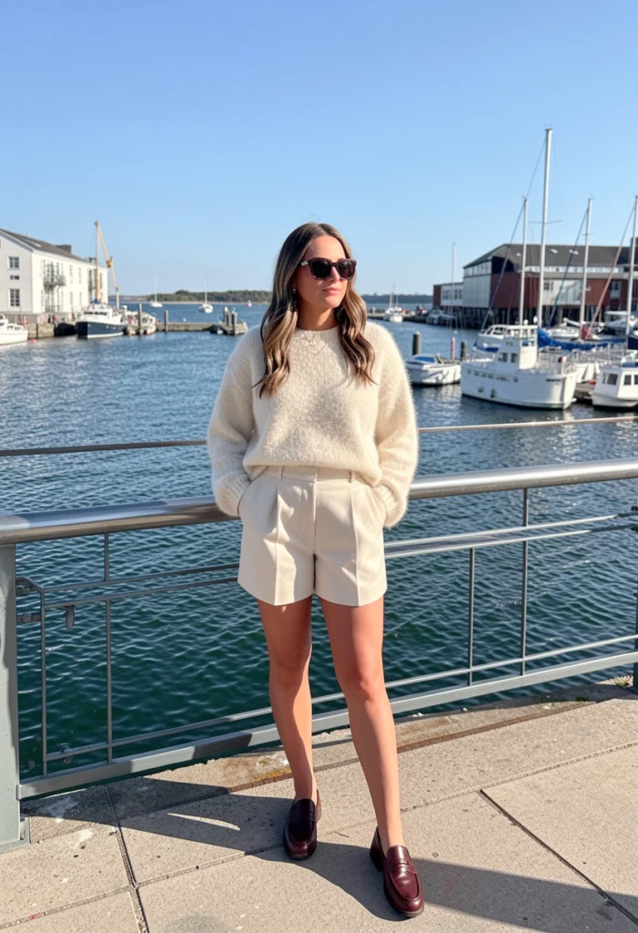 Cashmere Sweater with Tailored Shorts