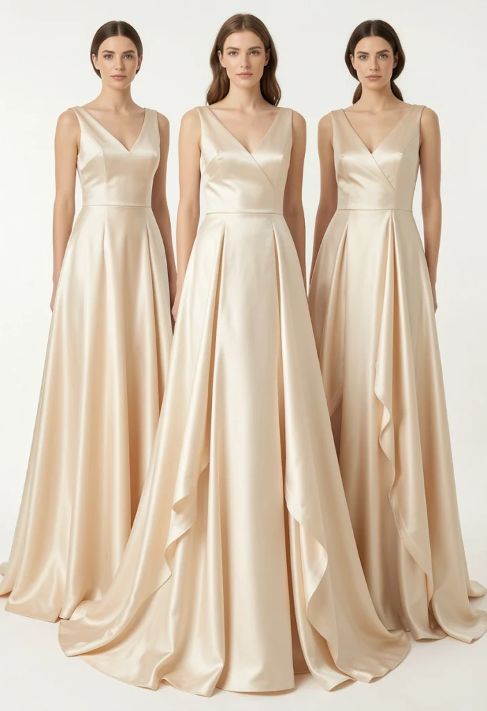 Champagne Satin Slip Dresses