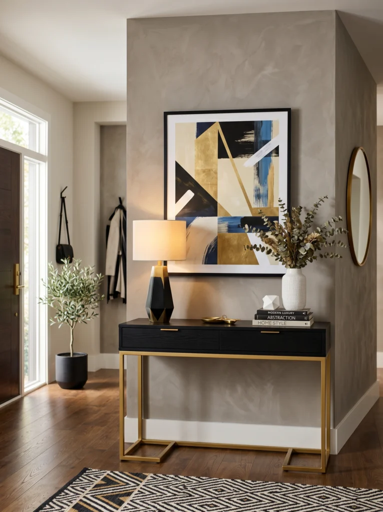 Modern Black Console Table With Bold Accents