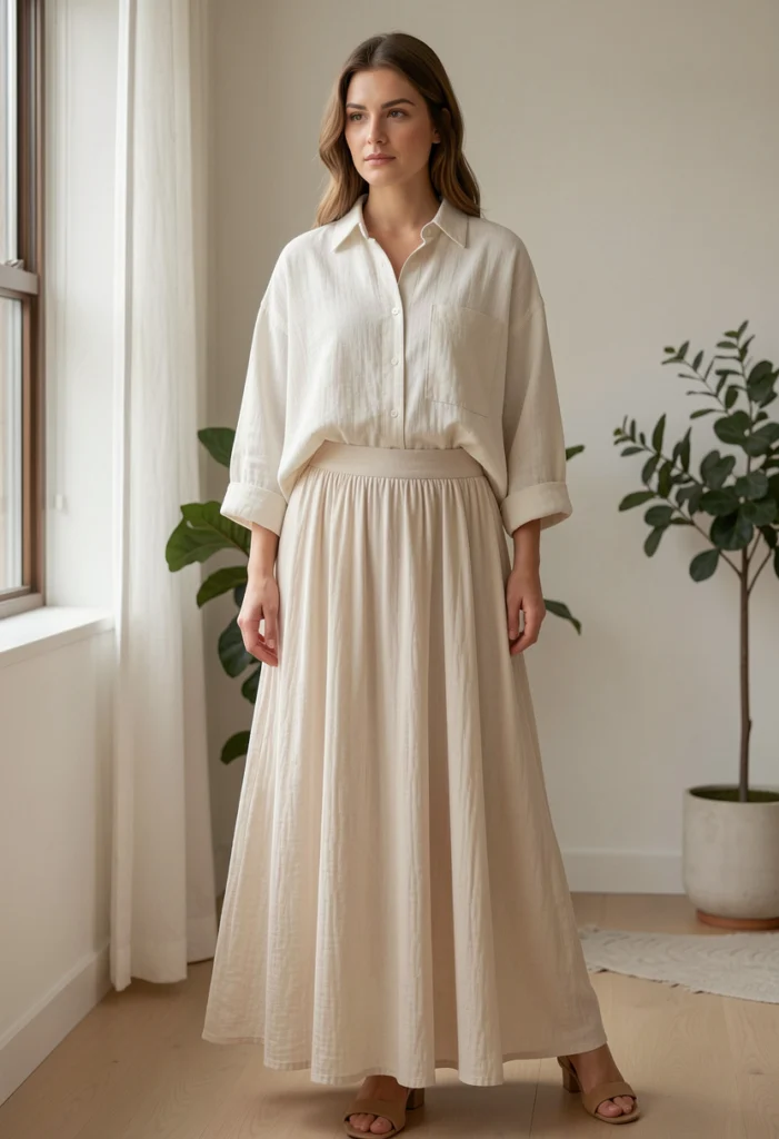 Oversized Shirt with Maxi Skirt