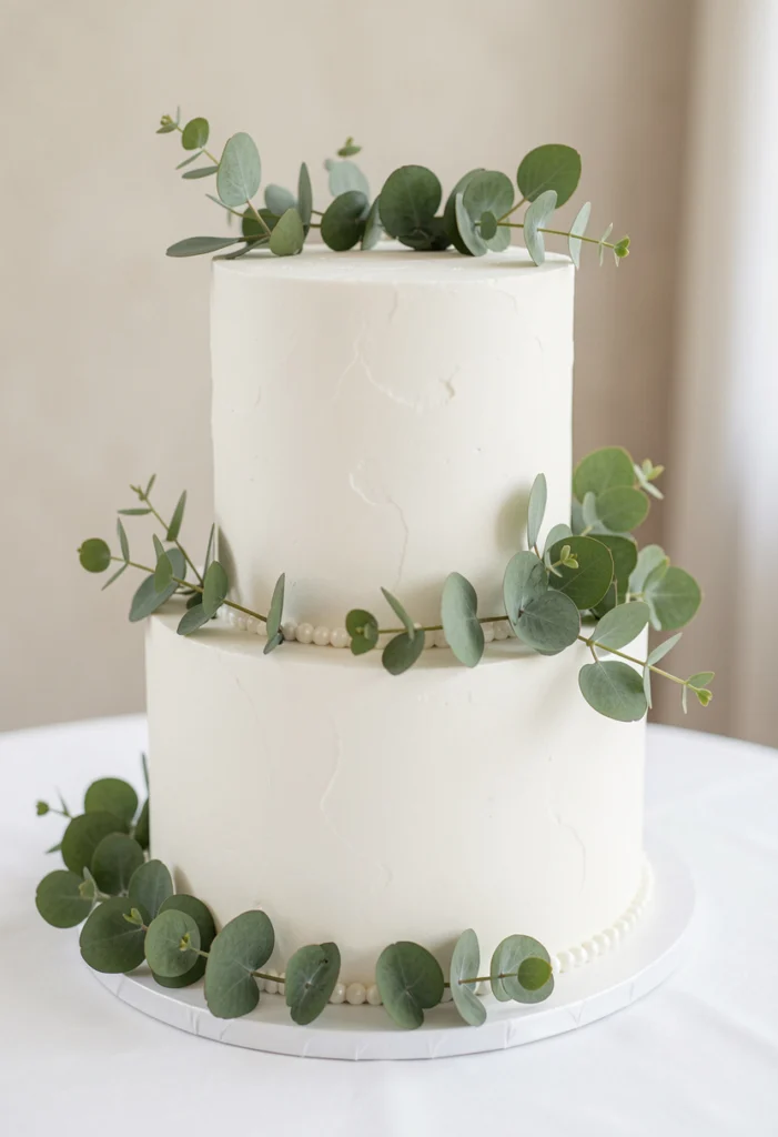 White Cake with Greenery