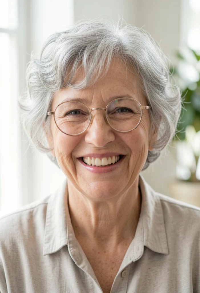  Curly Crop with Glasses
