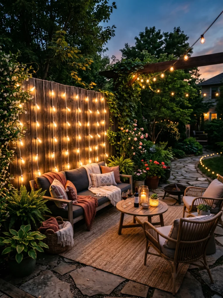 Curtain-Style String Light Wall