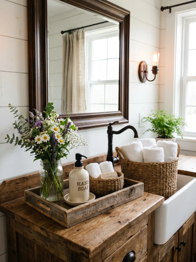  Farmhouse Bathroom Counter With Rustic Charm