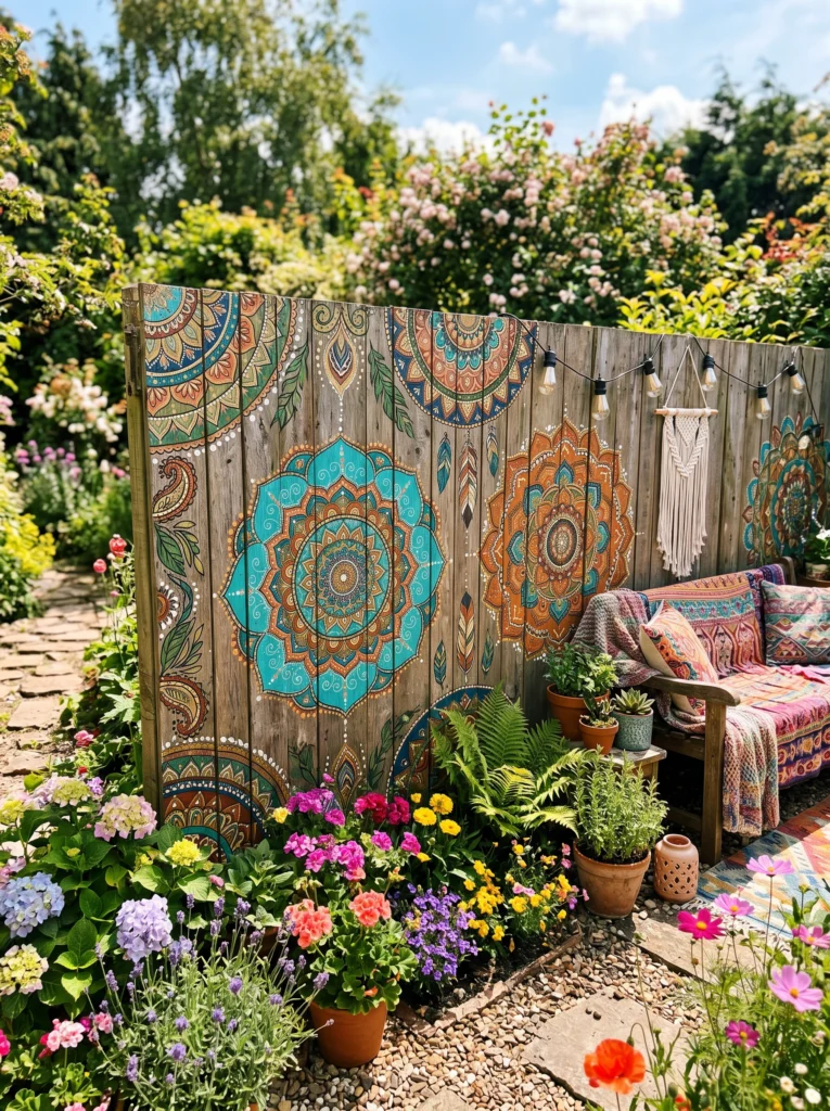  Painted Mandala Fence Art