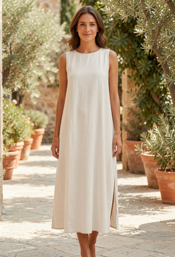 Sleeveless Midi Dress with Minimal Accessories