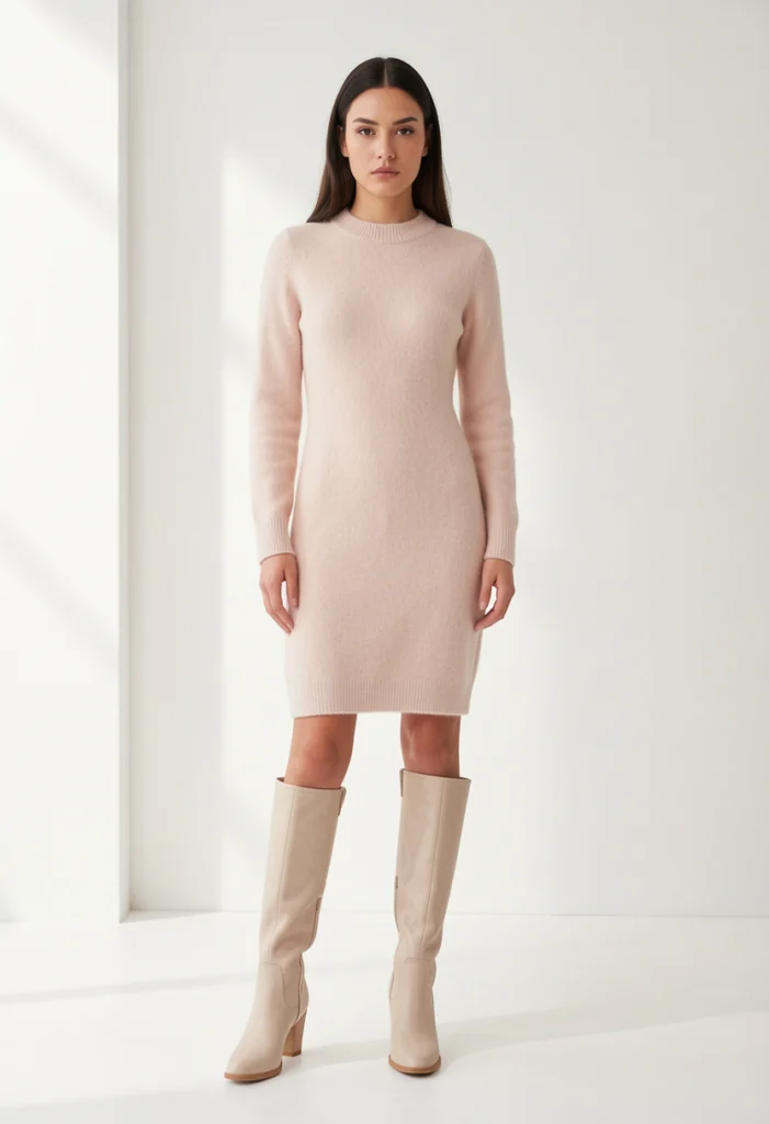 Sweater Dress with Knee-High Boots