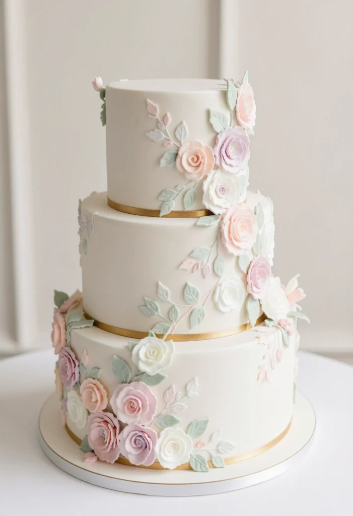Cake with Delicate Floral Piping