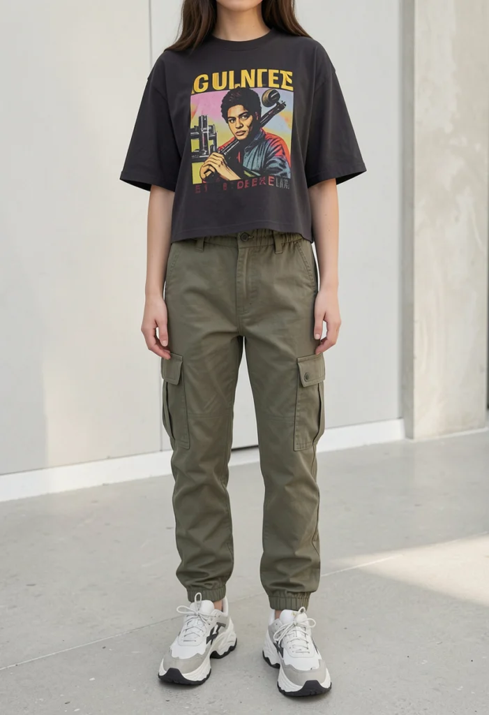  Cargo Pants with Graphic Tee