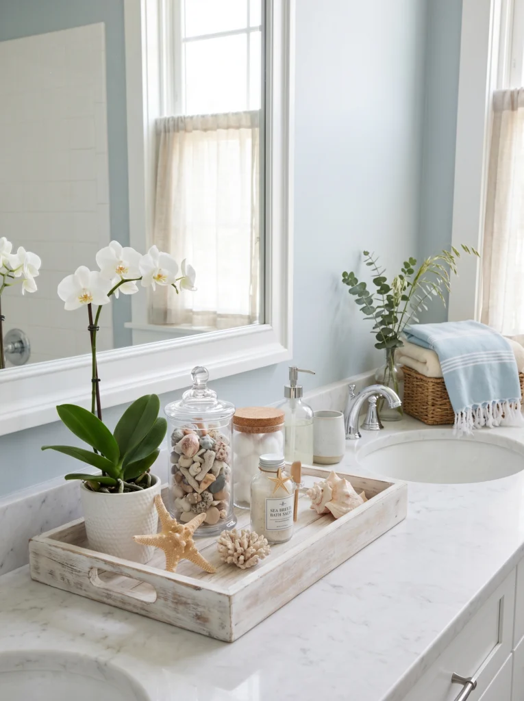 Coastal Inspired Counter Styling With Breezy Accents