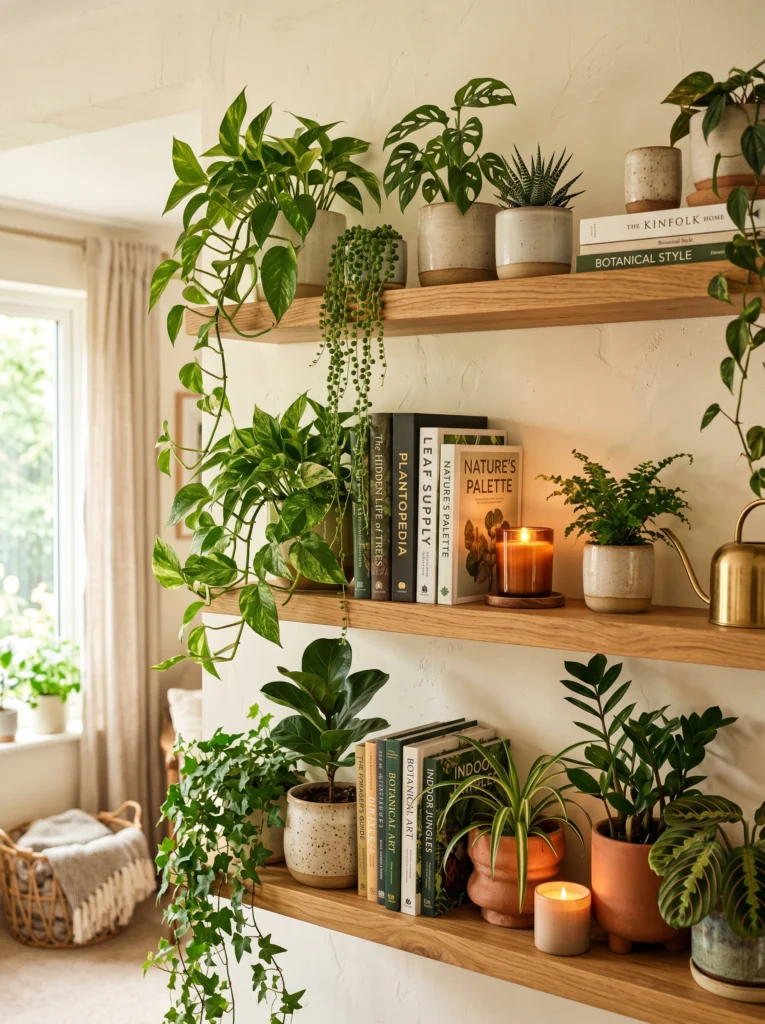 Floating Shelves With Indoor Plants for Fresh Natural Decor