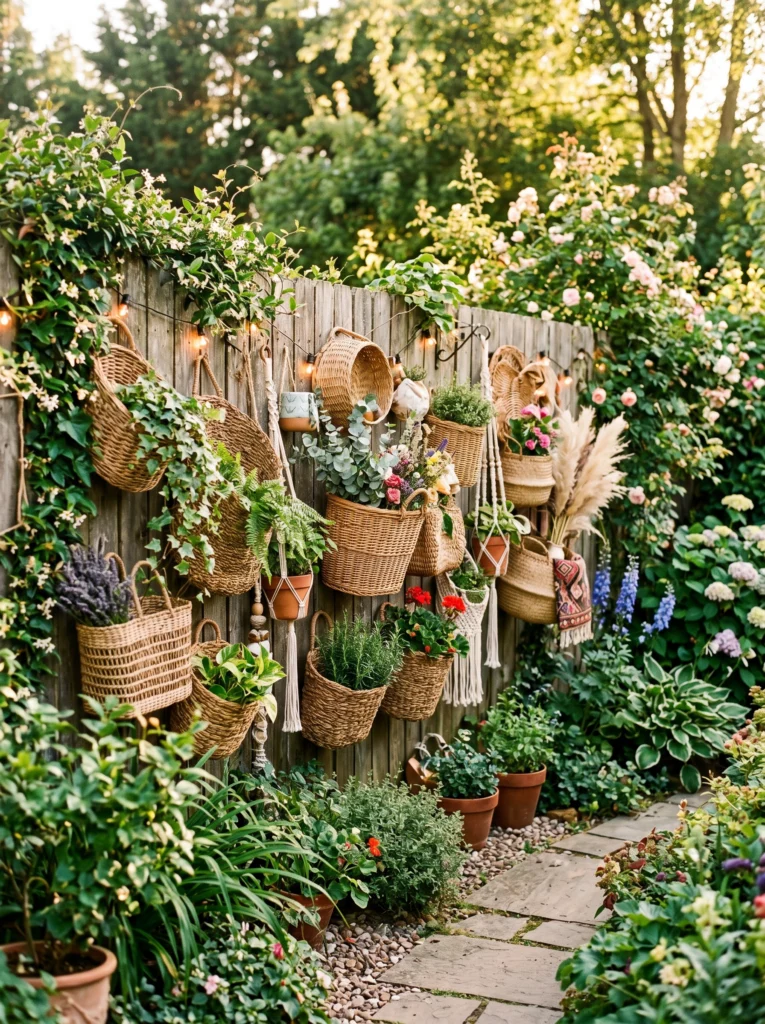 Hanging Woven Baskets Display