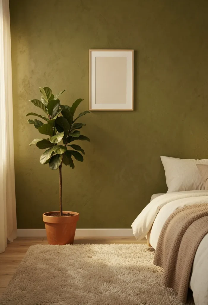 . Olive Green Textured Wall
