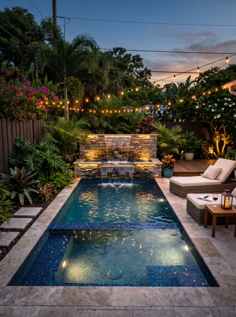 Small Backyard Pool With Waterfall Feature