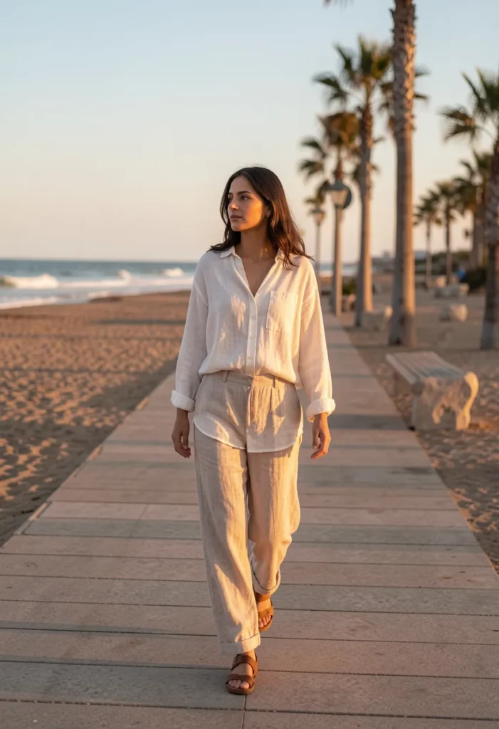 Button-Down Shirt with Linen Pants