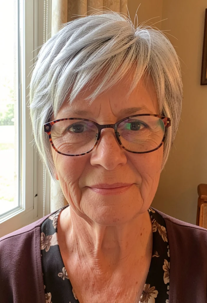  Feathered Short Cut with Glasses