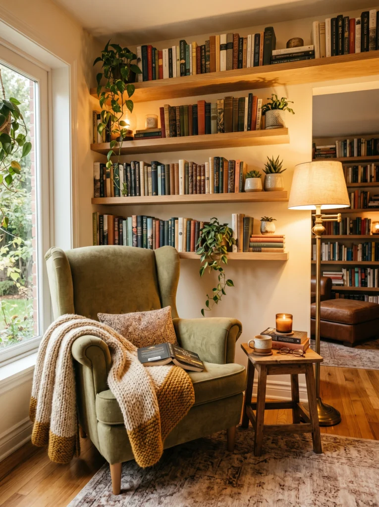 Floating Book Shelves for a Stylish Reading Nook