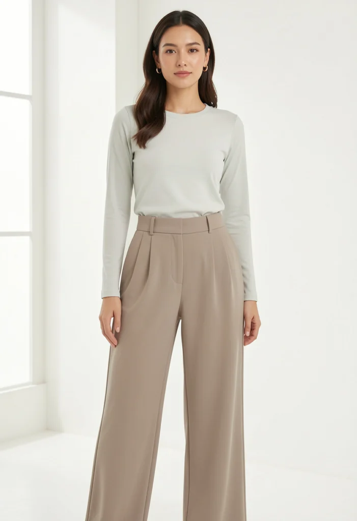 High-Waisted Pants with Long Sleeve Top