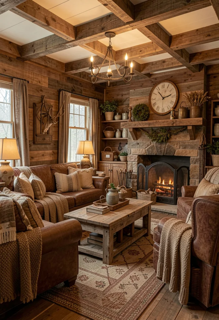 . Rustic Brown Farmhouse Style