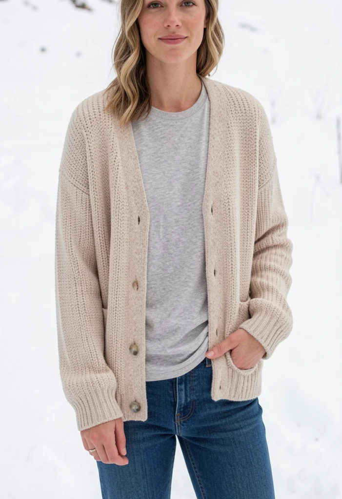 Cardigan with Basic Tee and Jeans