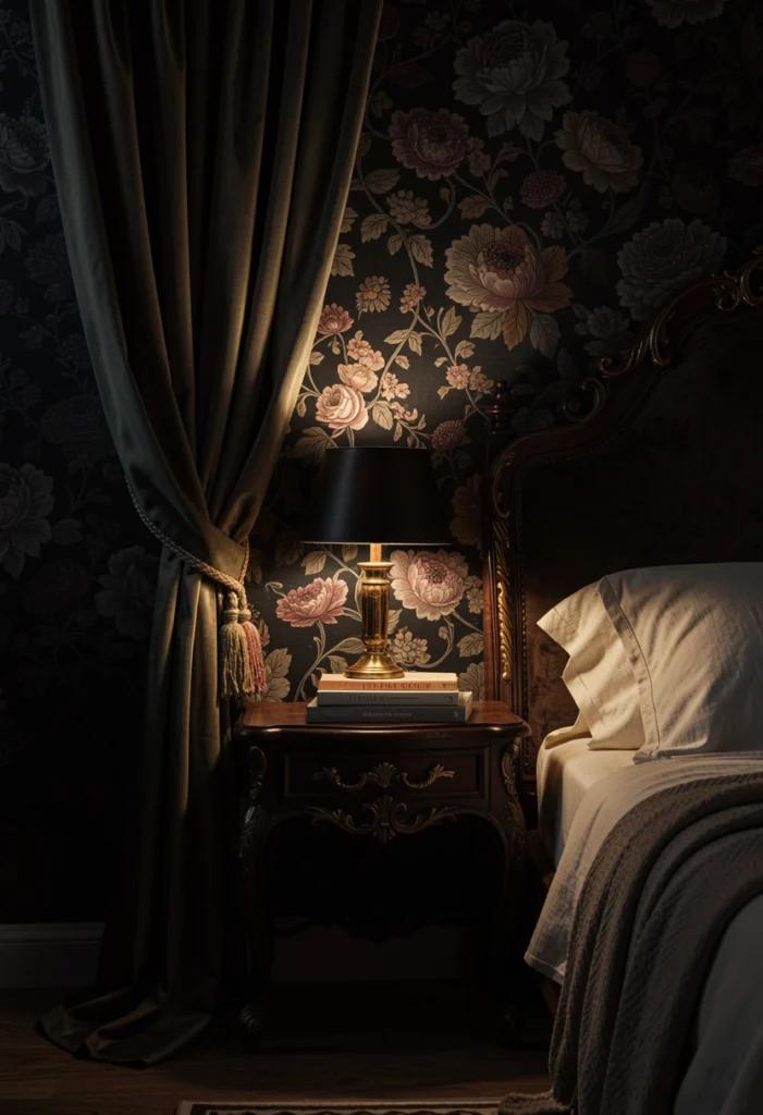 Dark Floral Wallpaper Accent