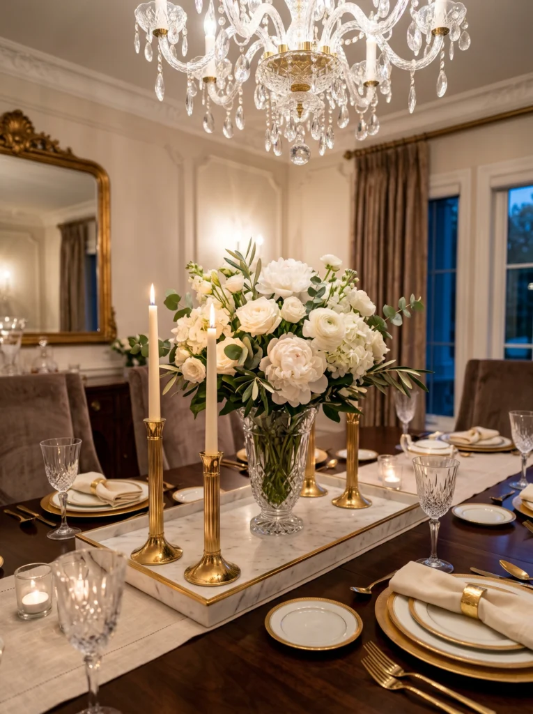 Luxury Marble and Gold Centerpiece Styling