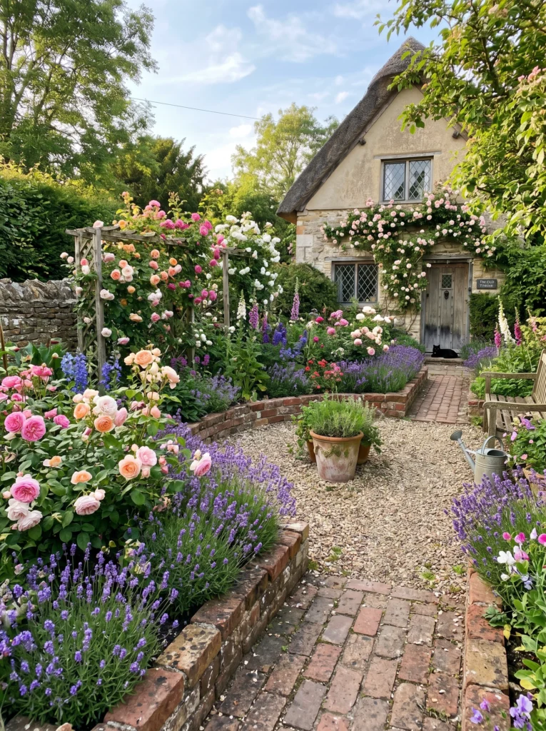 Reclaimed Brick Flower Beds