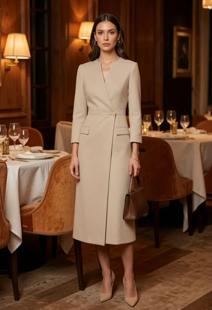  Structured Dress with Minimal Accessories