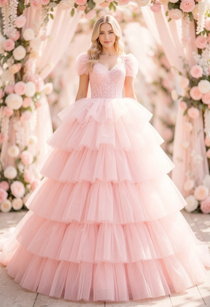 Tiered Pink Tulle Dress