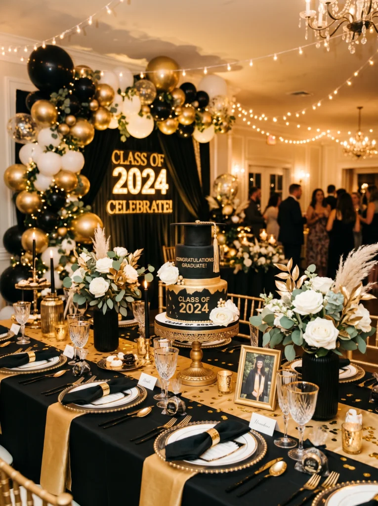 Elegant Black & Gold Graduation Party