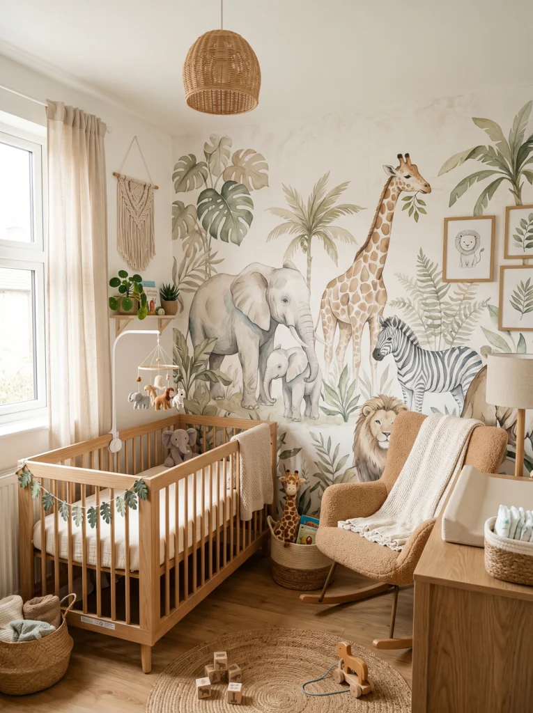Gentle Safari Animal Wall Mural