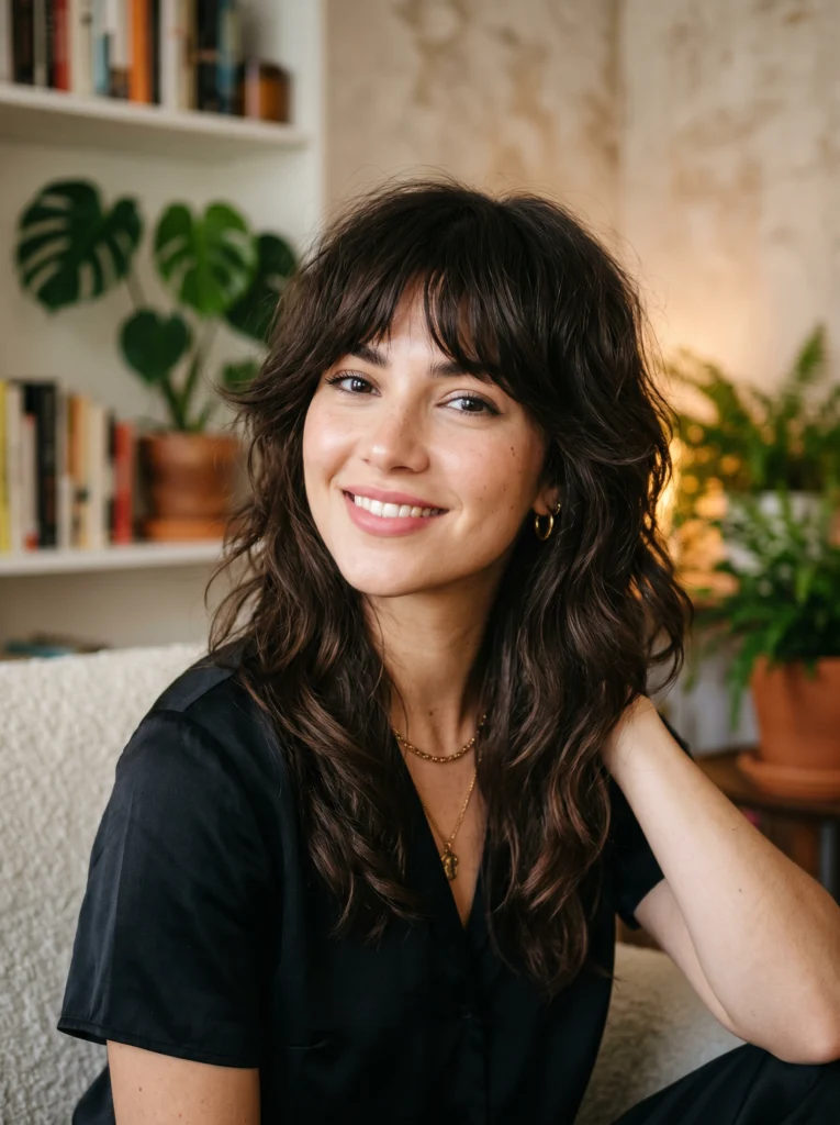 Dark Brown Shag Haircut