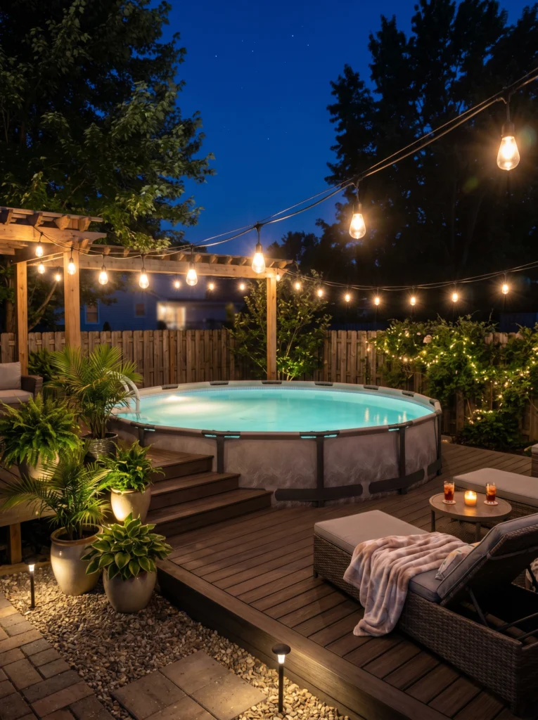 Elegant Nighttime Pool Lighting