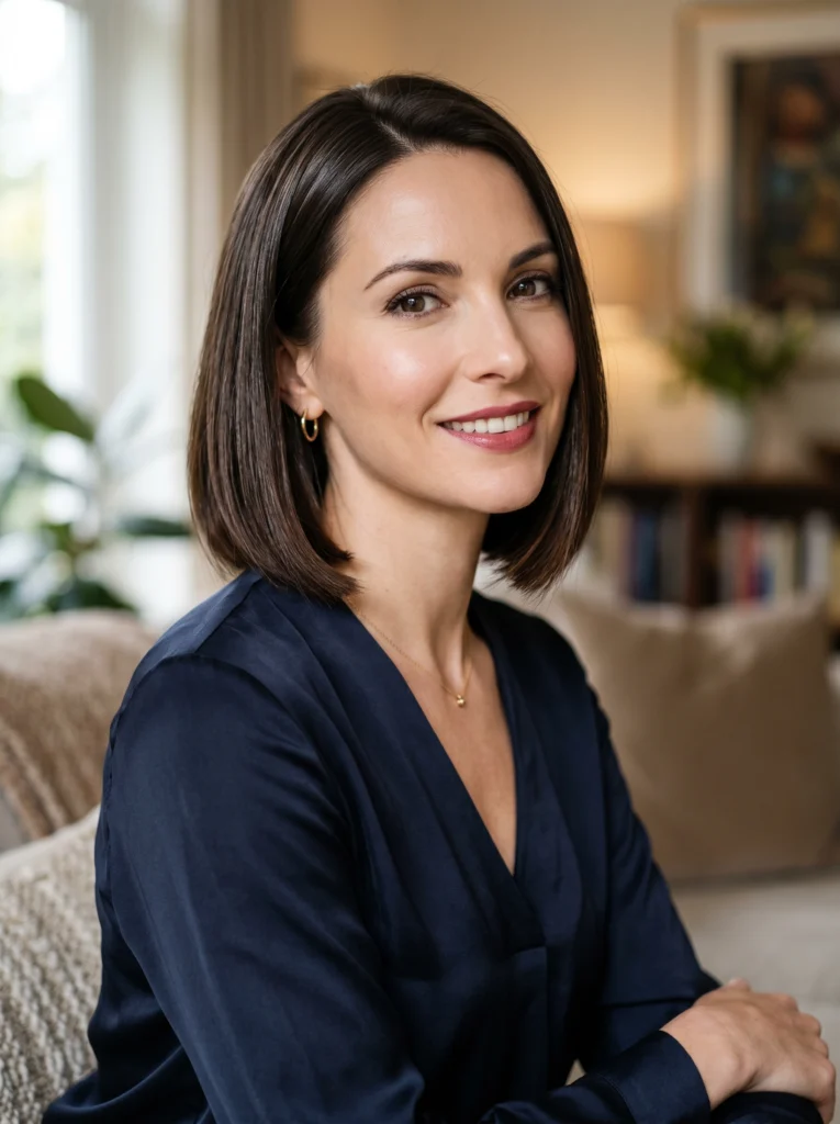 Sleek Brunette Chin-Length Bob