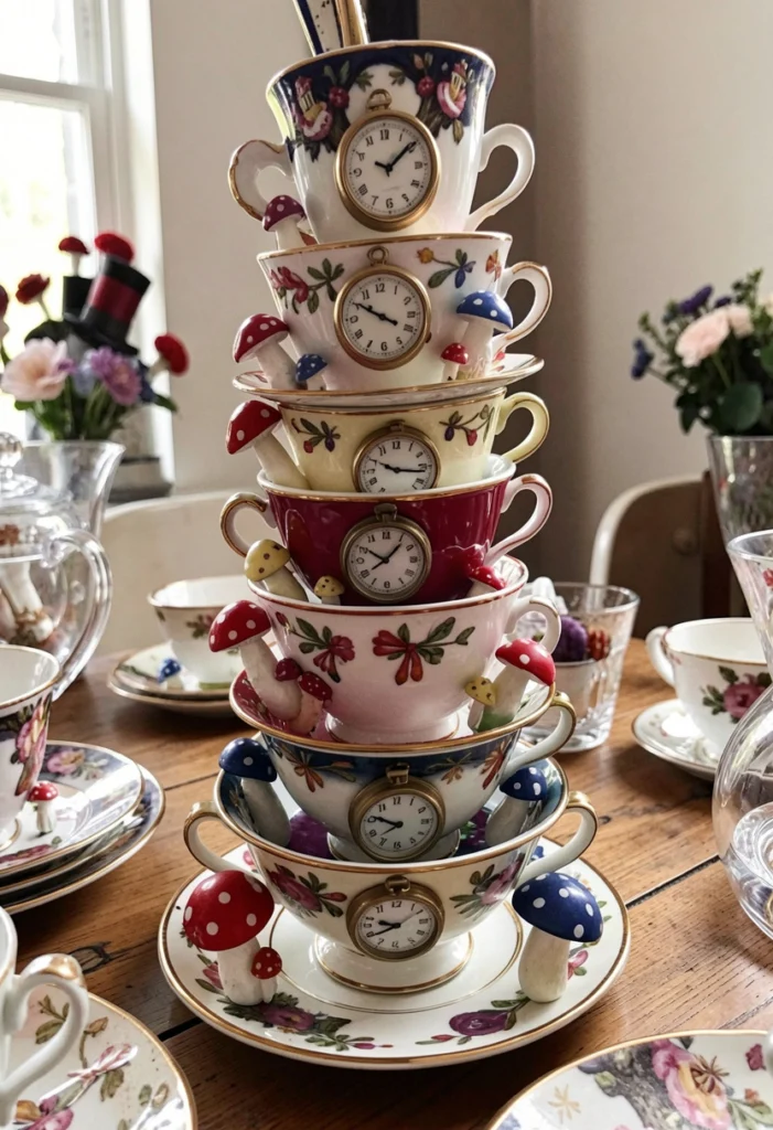 Tea Cup Tower Display