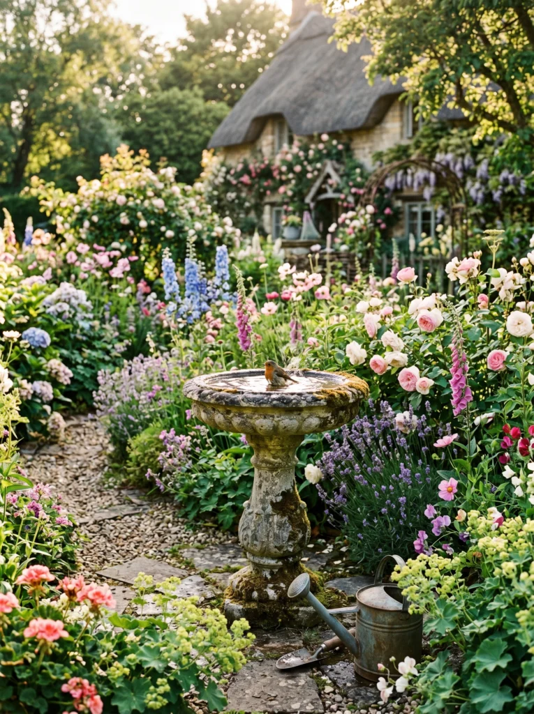 Charming Birdbath Feature