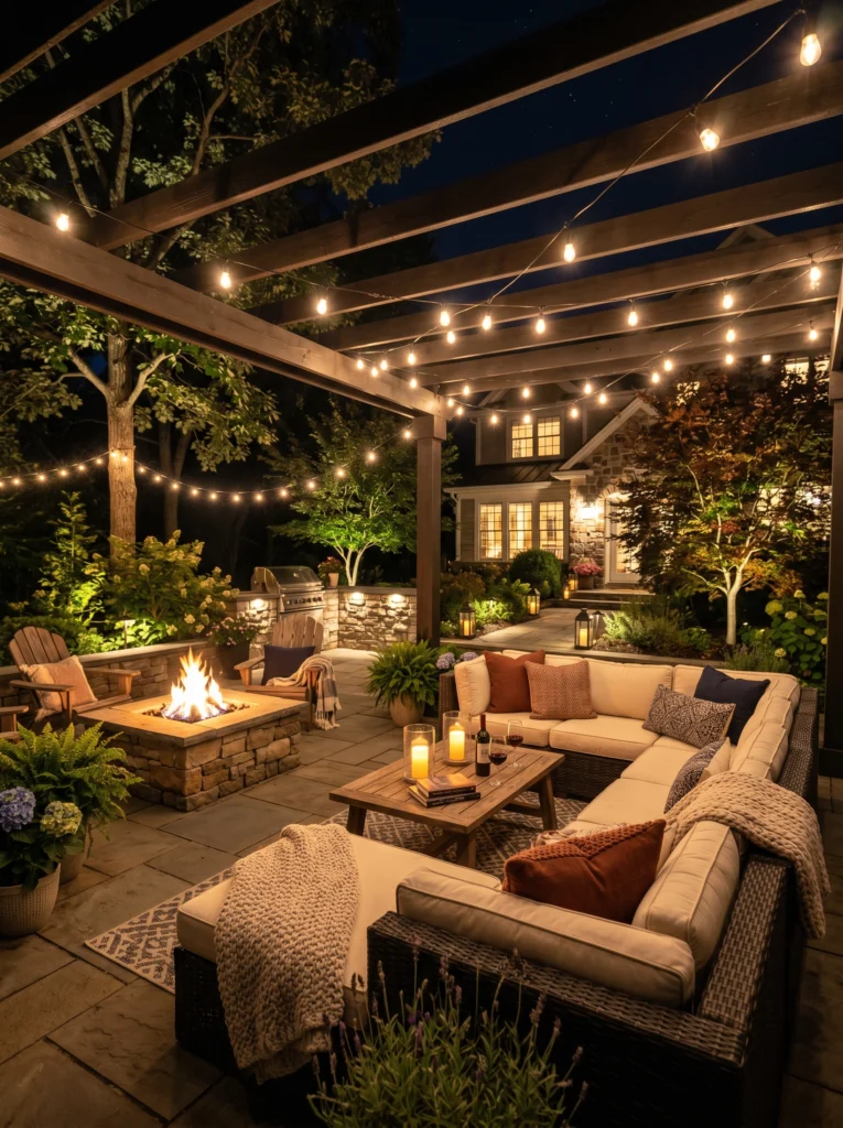 Elegant Nighttime Patio Lighting