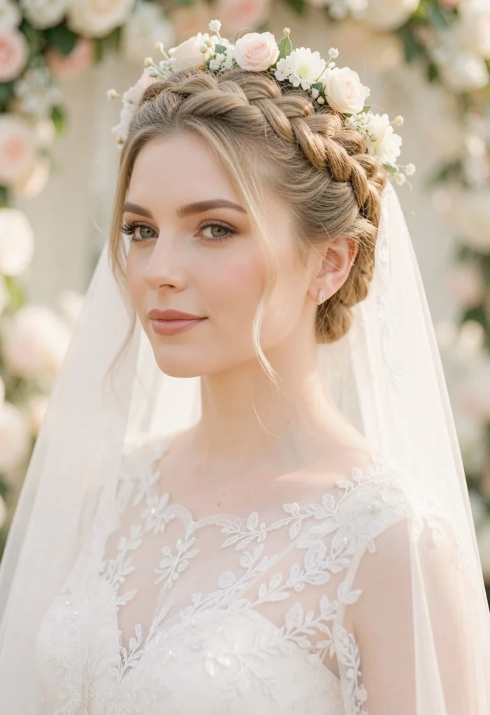 Braided Crown with Veil