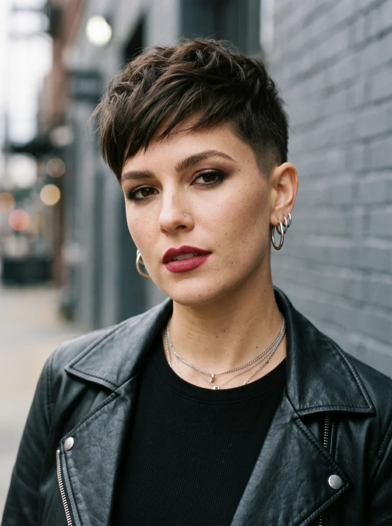 Dark Brown Undercut Pixie