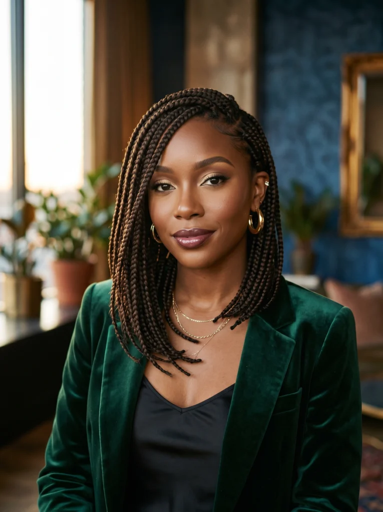  Side Swept Box Braids