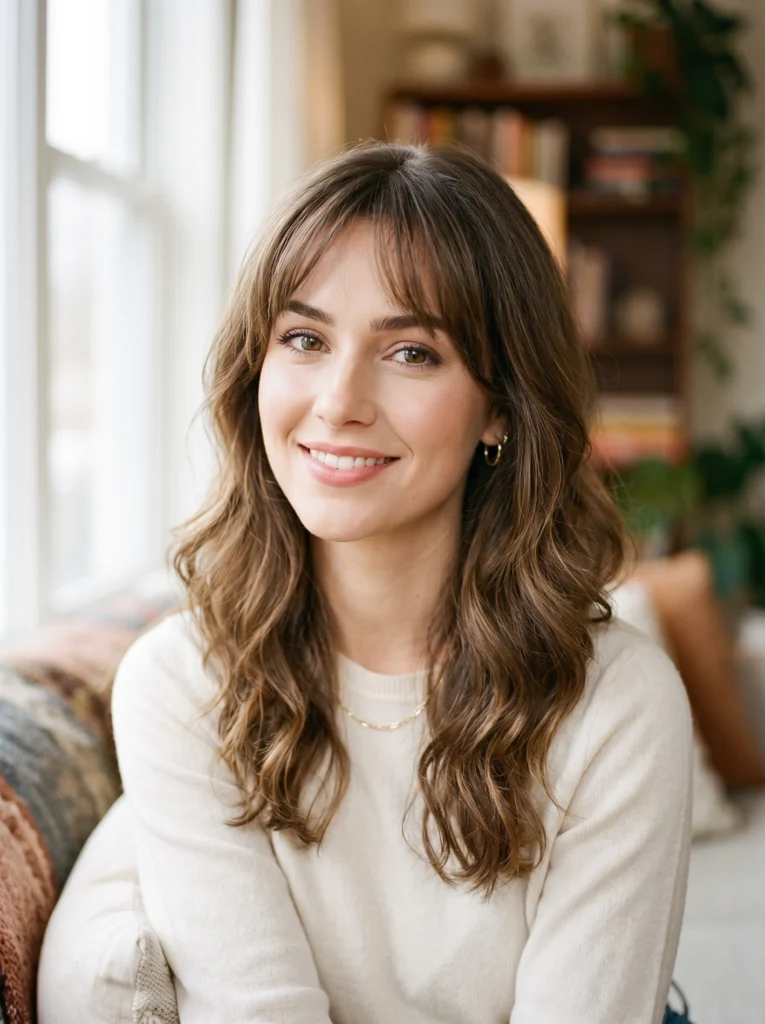 Medium Hairstyle with Wispy Bangs