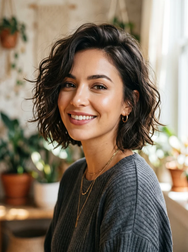 Messy Dark Brown Short Waves