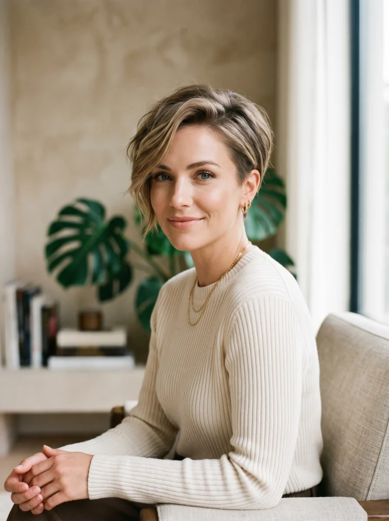 Long Pixie Cut with Side Bangs