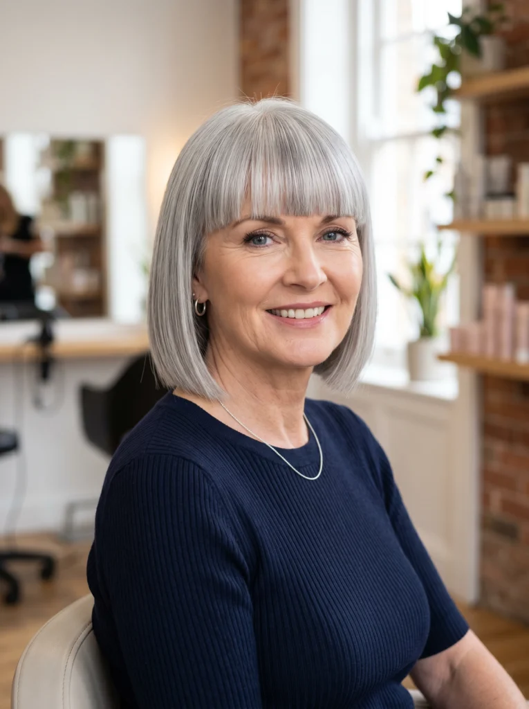  Sleek Bob with Blunt Bangs