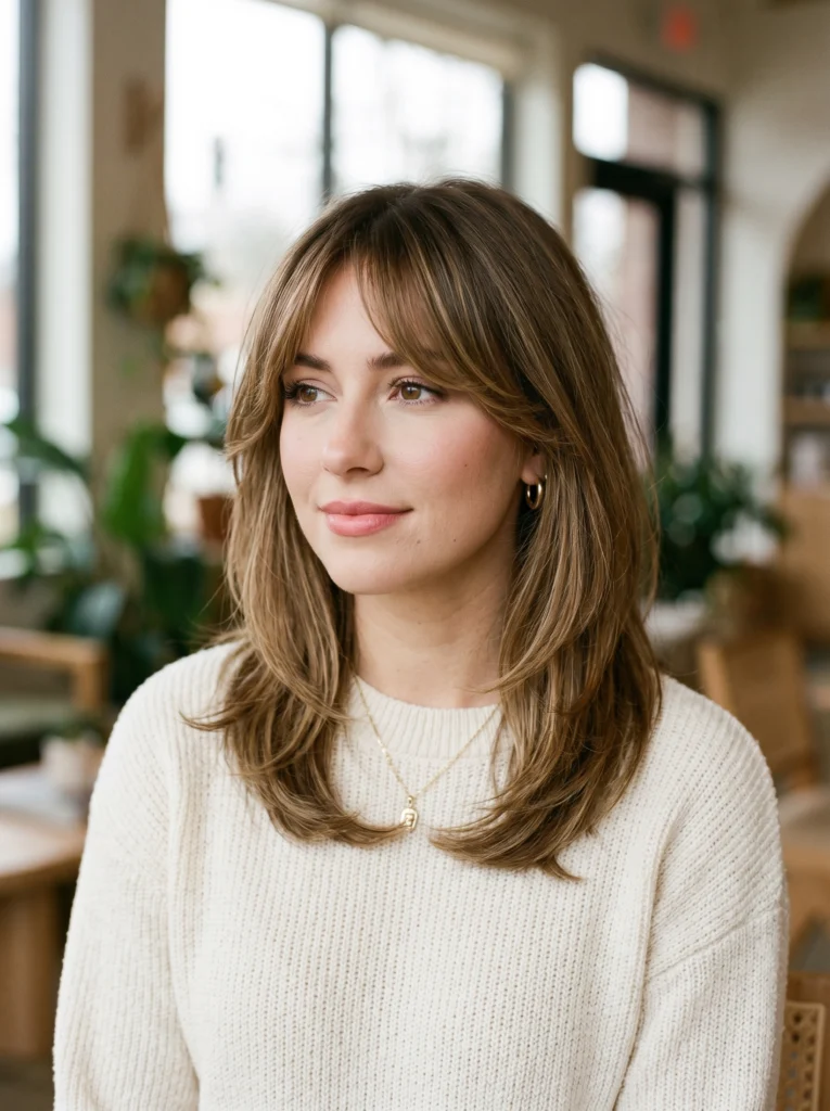 Medium Hair with Curtain Bangs