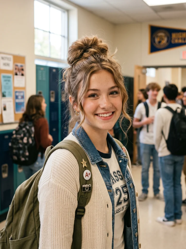 Messy Bun with Face-Framing Pieces