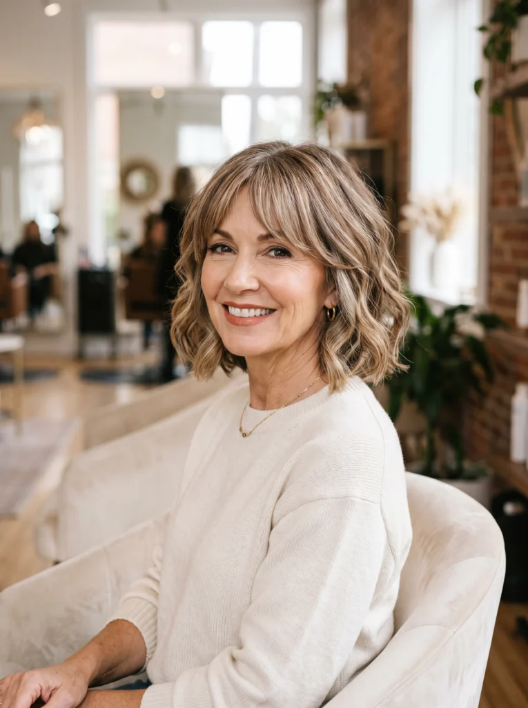 Textured Bob with Curtain Bangs