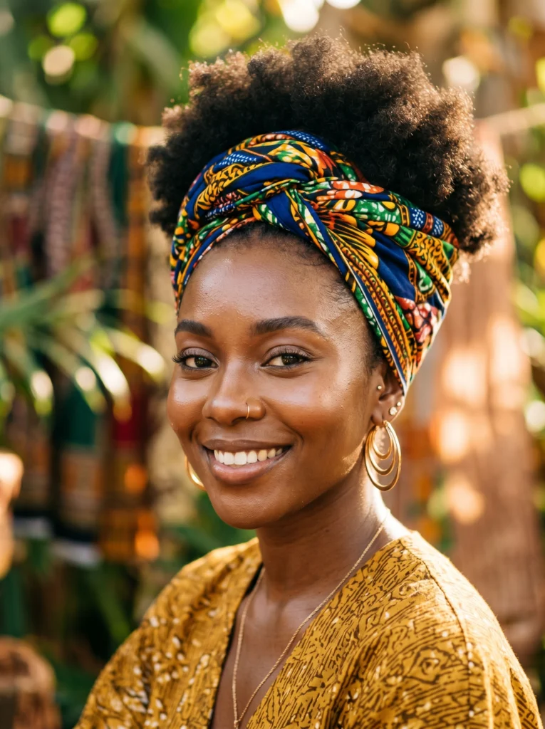 Afro with Headwrap