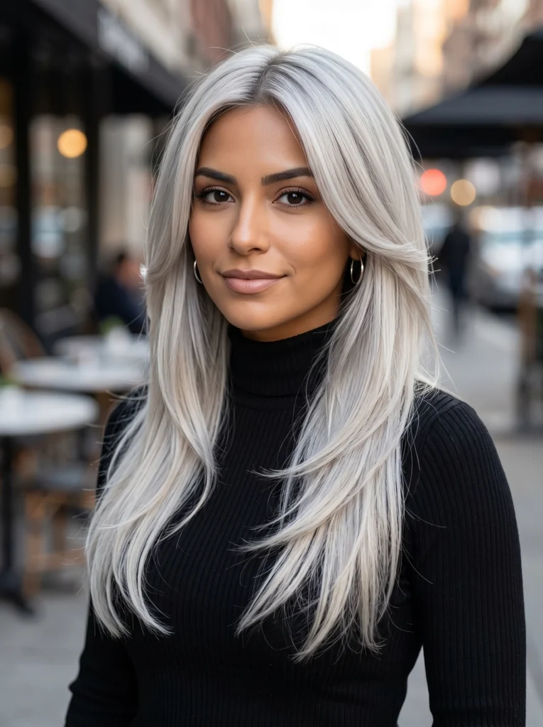 Icy Blonde Long Layers