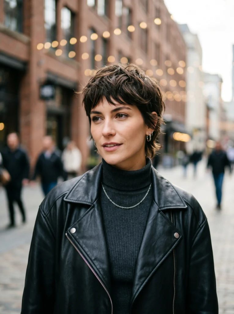 Textured Dark Brown Crop